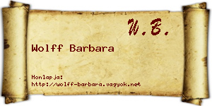 Wolff Barbara névjegykártya